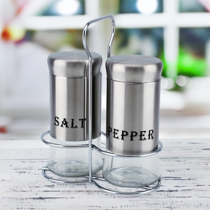 Cuisine Art طقم ملح وفلفل من كوزين آرت زجاج صودا لايم، 150 مل، 2 قطعة، فضي - Image 4